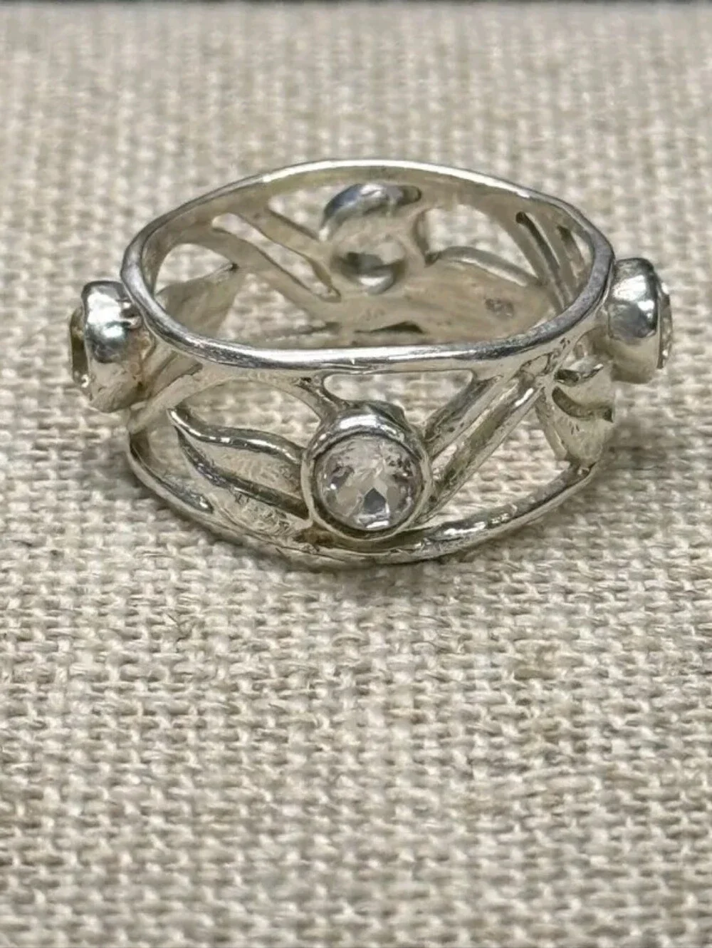 Sterling Silver Ouro Preto Topaz Diamond Cut Band Ring SZ 8